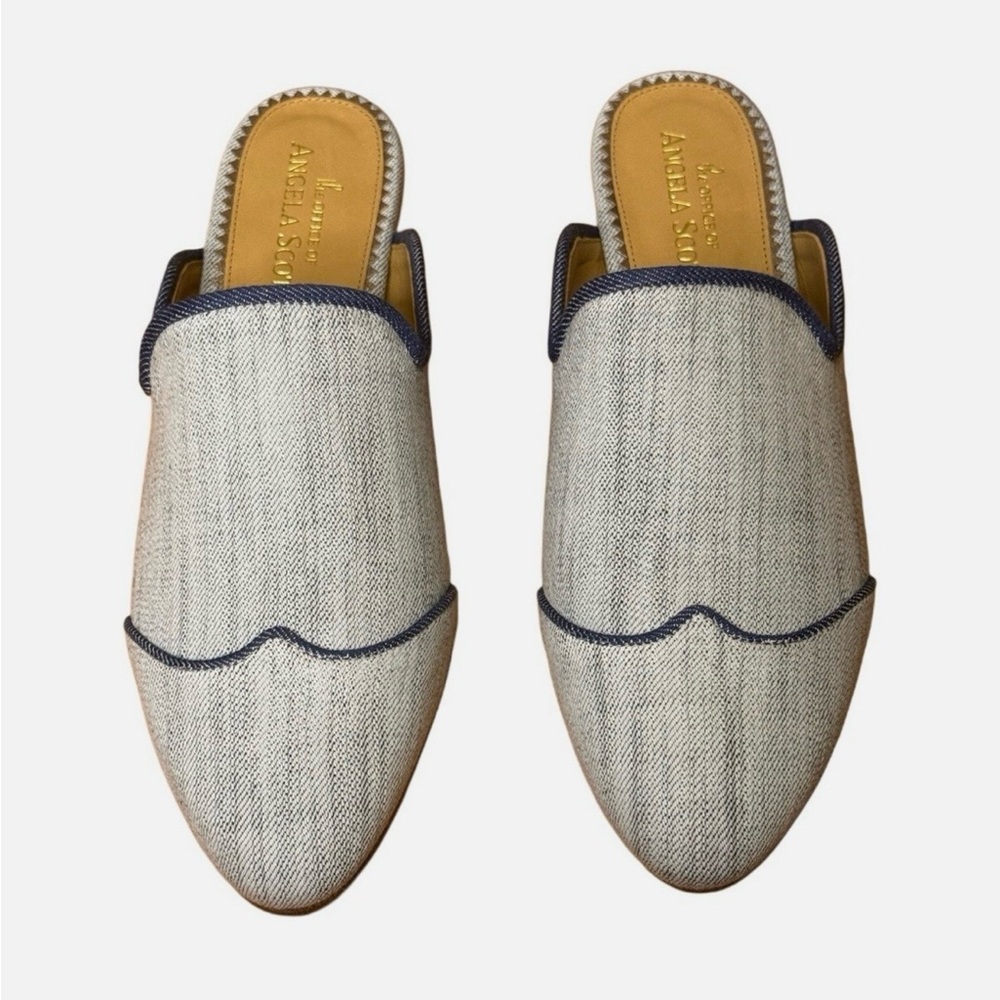 Miss Adelaide by Angela Scott Denim-Trim Slip-On Mules - Light Blue 39.5 - Picture 2 of 7